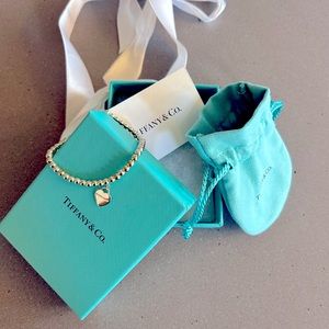 NWT Return to Tiffany Heart Tag Bead Bracelet in Silver